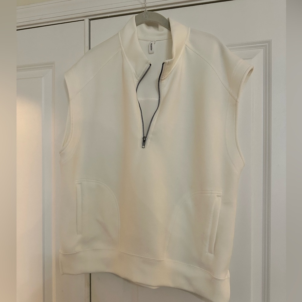 Wishlist Cream Zip-Up Sleeveless Top